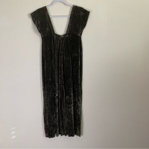 Vivien Ramsay Womens green/ brown 100% silk velvet sleeveless midi dress S